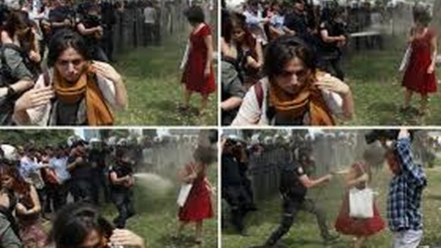 Kırımızılı Kadın olarakta bilinen akademisyen Ceyda Sungur 28 Mayıs 2013 Salı günü yapılan polis saldırısından sonra Gezi Direnişi'nin senbollerinden birisi haline geldi