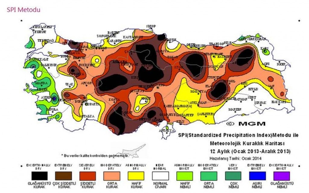 Kuraklık projeksiyonları Anadolu'da çok ciddi bir kuraklık öngörüyor.