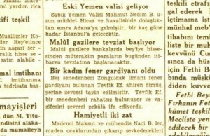 9 Ağustos 1930 tarihli Cumhuriyet Gazetesi Zongulda Feneri'ne atanan fener gardiyanı kadın haberini verir.