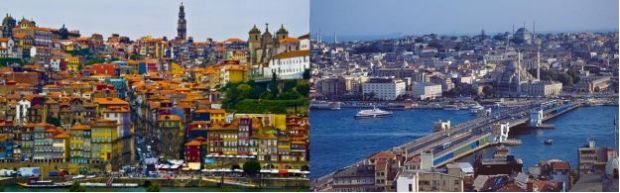 Renk sevmezlik ile kastımın anlaşılması açısından bariz örnek: Solda Porto-Portekiz, Sağda İstanbul-Türkiye