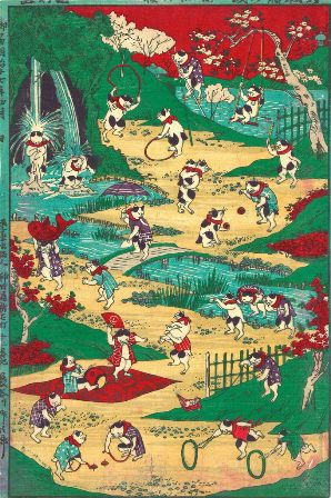 Utagawa Kunitoshi (1847–1899), Yeni Yayınlanmış Kedi Oyunları, 1884.