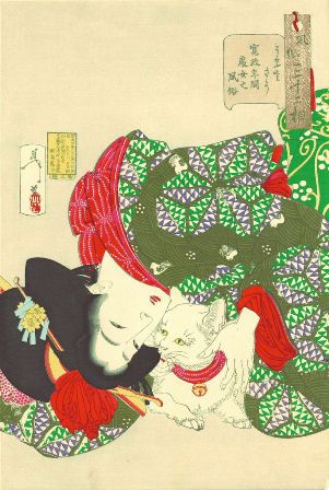 Tsukioka Yoshitoshi (1839–1892), Yorgun Görünüyor: Kansei Dönemi’nden Bir Bakirenin Görünüşü, Gelenek ve Göreneğin Otuziki Hali, 1888.