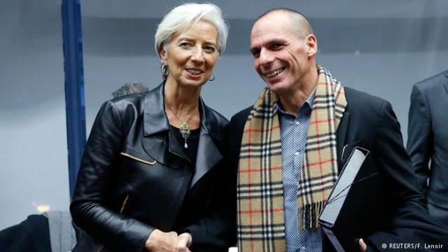 Yunan Maliye Bakanı Yanis Varufakis ve Uluslararası Para Fonu (IMF) Başkanı Christine Lagarde 