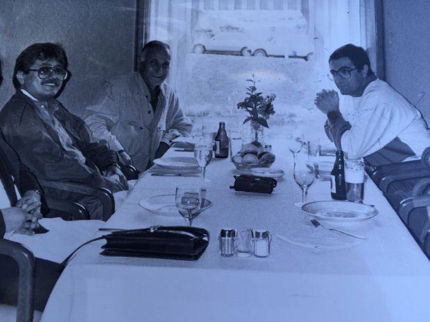 Hikmet Çetinkaya, Cüneyt Arcayürek, Hasan Cemal. (Soldan sağa. Bursa Çelik Palas - 25 Ağustos 1987