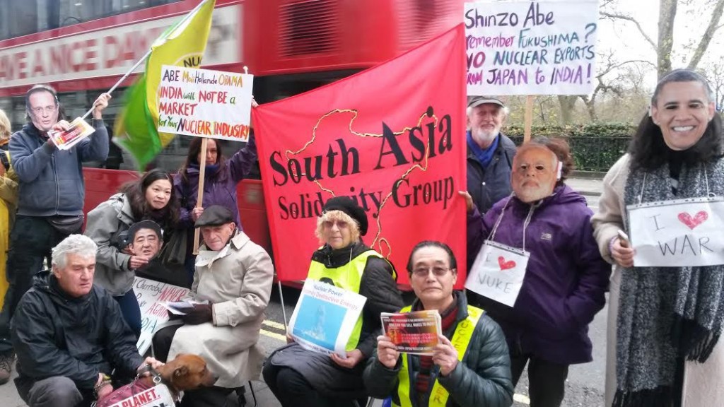Londra'da Hindistan -Japon Nükleer anlaşmasına karşı protesto
