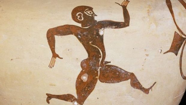 Rodos'ta bulunan bu koşan adam figürünün rekorun 2168 yıllık sahibi Rodoslu Leonidas'a ait olduğu düşünülüyor