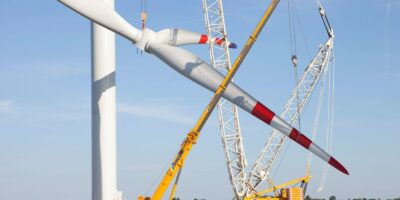 CXT79C Construction of a wind turbine for EVN and Wien Energie, Windpark Glinzendorf, Marchfeld, Lower Austria, Austria, Europe, yenilenebilir enerji